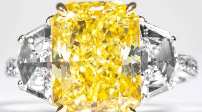 Shreve, Crump & Low GIA Certified 5.07 Carat Fancy Intense Yellow Diamond Ring