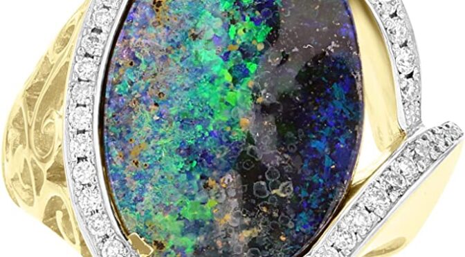 LaVitaVital 14k Yellow Gold Australian Boulder Opal Ring