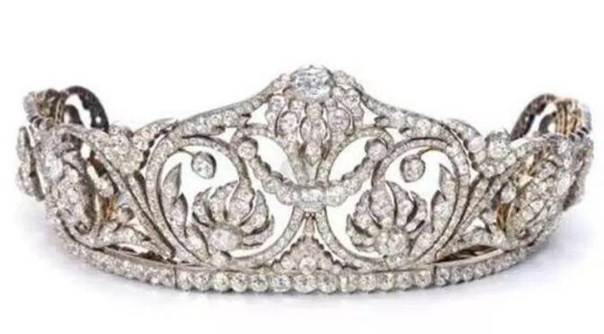 Art Deco Tiara Crown 19.85 Tcw Diamond 925 Sterling Silver
