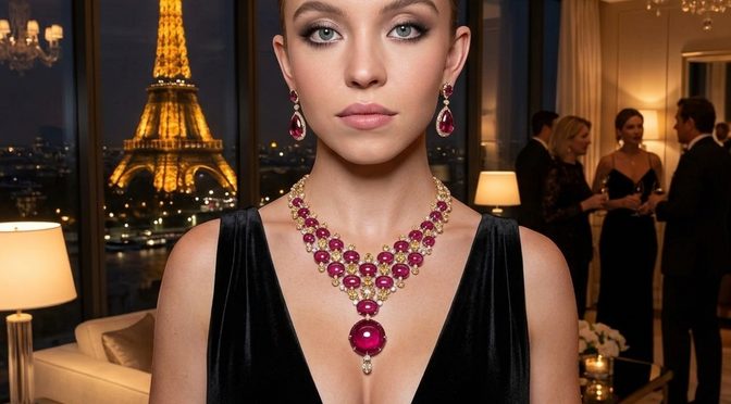 The Etnara Gold Necklace by Cartier worn by Sydney Sweeney